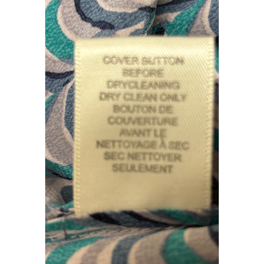 Rebecca Taylor Womens Silk Shirt Dress Size 2 Blue Geometric Print Tie Waist - Picture 13 of 14